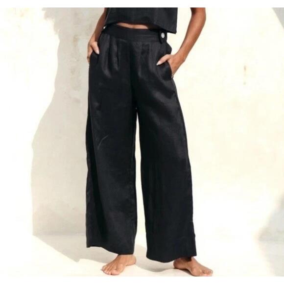 FREE THE LABEL Monaco Linen Wide Leg Black Pants Women’s Size Medium NWT! - Picture 11 of 11